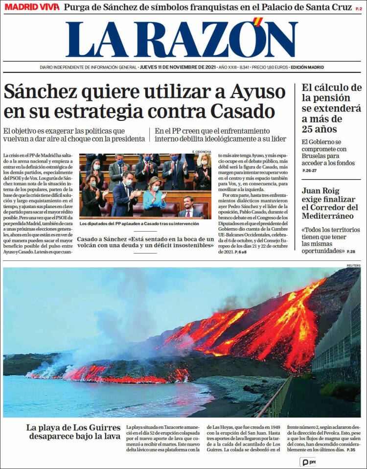 Portada de La Razón (España)