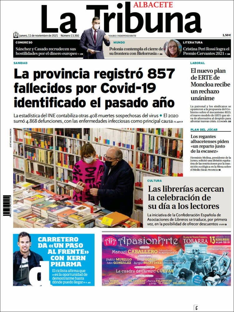 Portada de La Tribuna de Albacete (España)