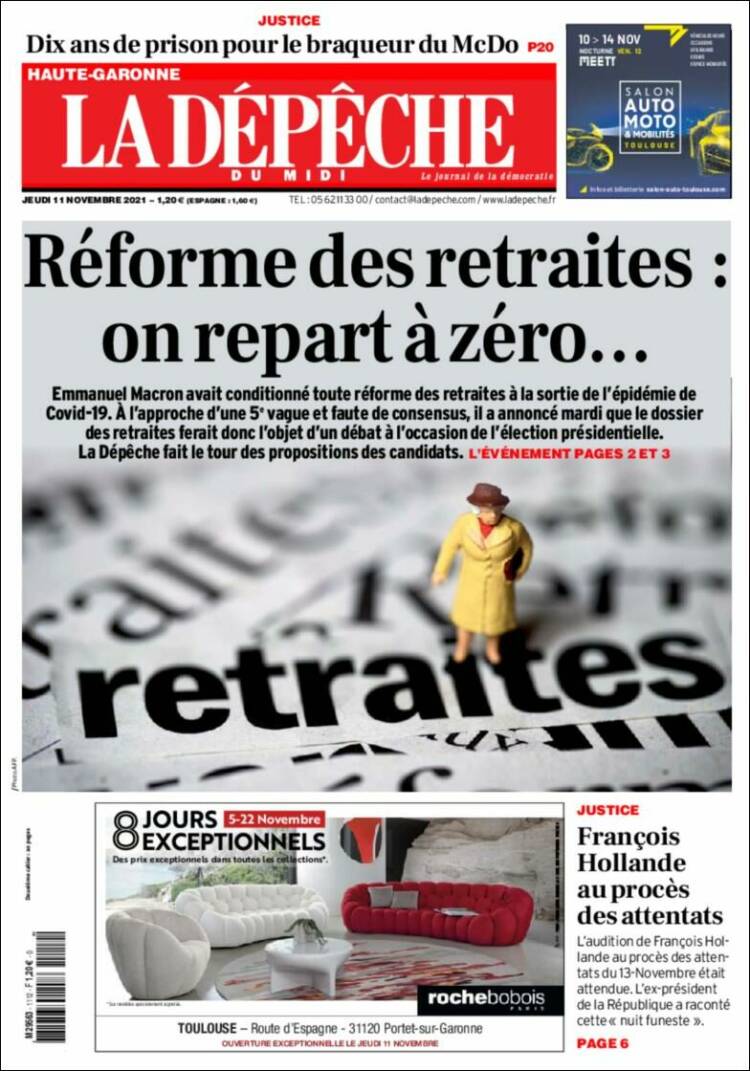 Portada de La Dépêche du Midi (Francia)