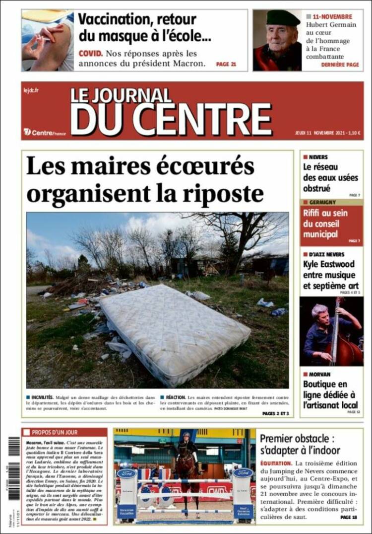 Portada de Le Journal du Centre (Francia)