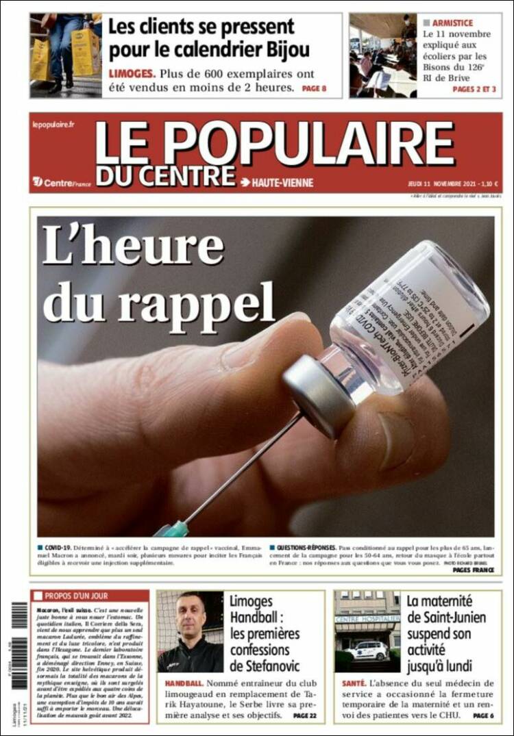 Portada de Le Populaire du Centre (Francia)
