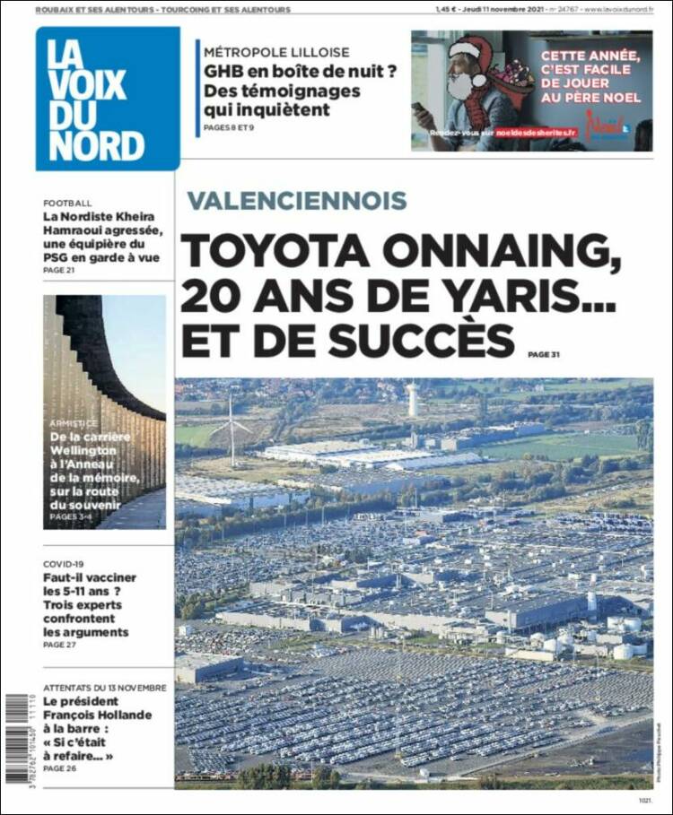 Portada de La Voix du Nord (Francia)