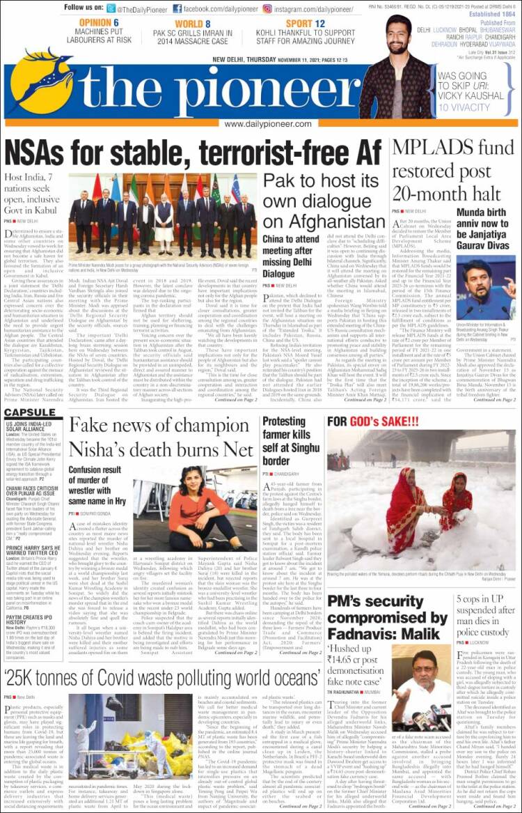 Portada de The Pioneer (India)