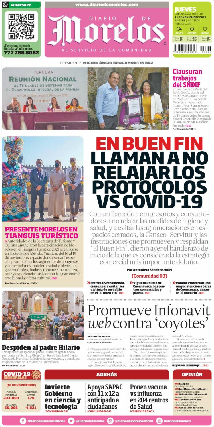 Portada de Diario de Morelos (M&eacute;xico)