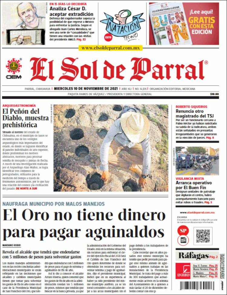 Portada de El Sol de Parral (M&eacute;xico)