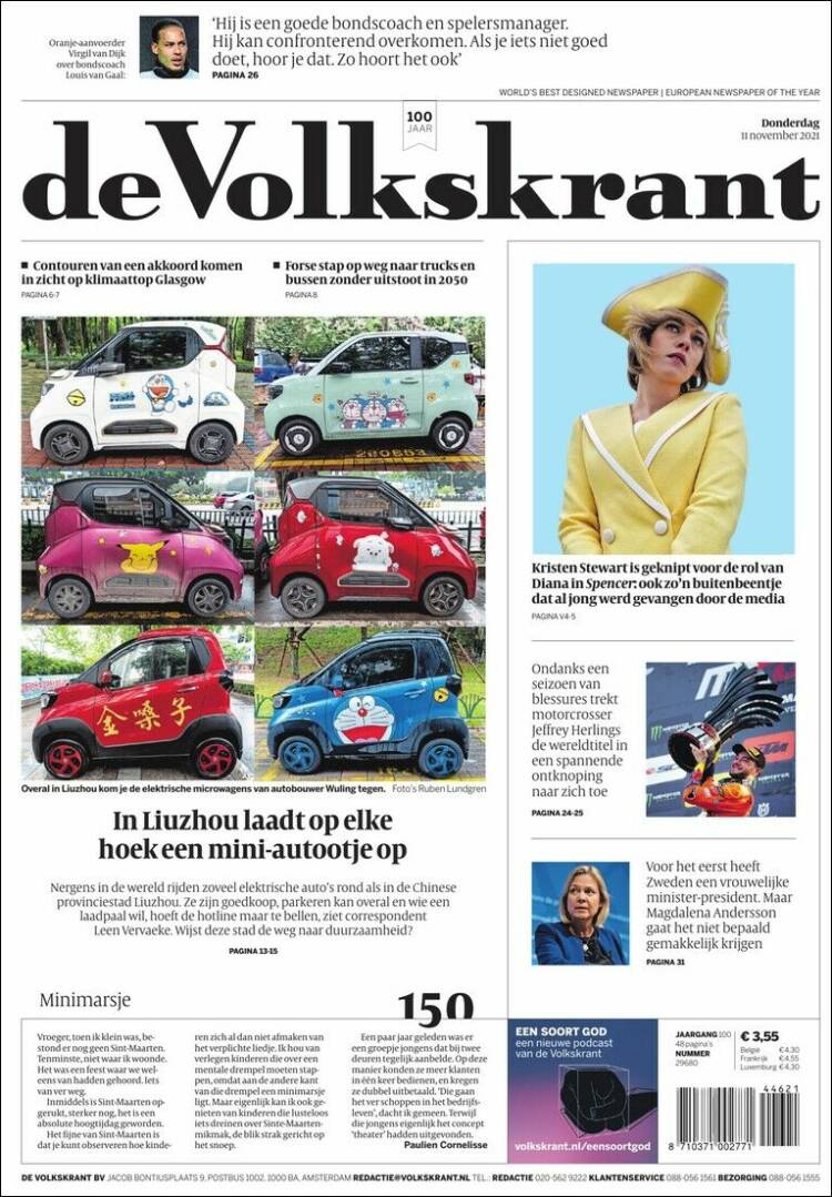 Portada de De Volkskrant (Pa&iacute;ses Bajos)