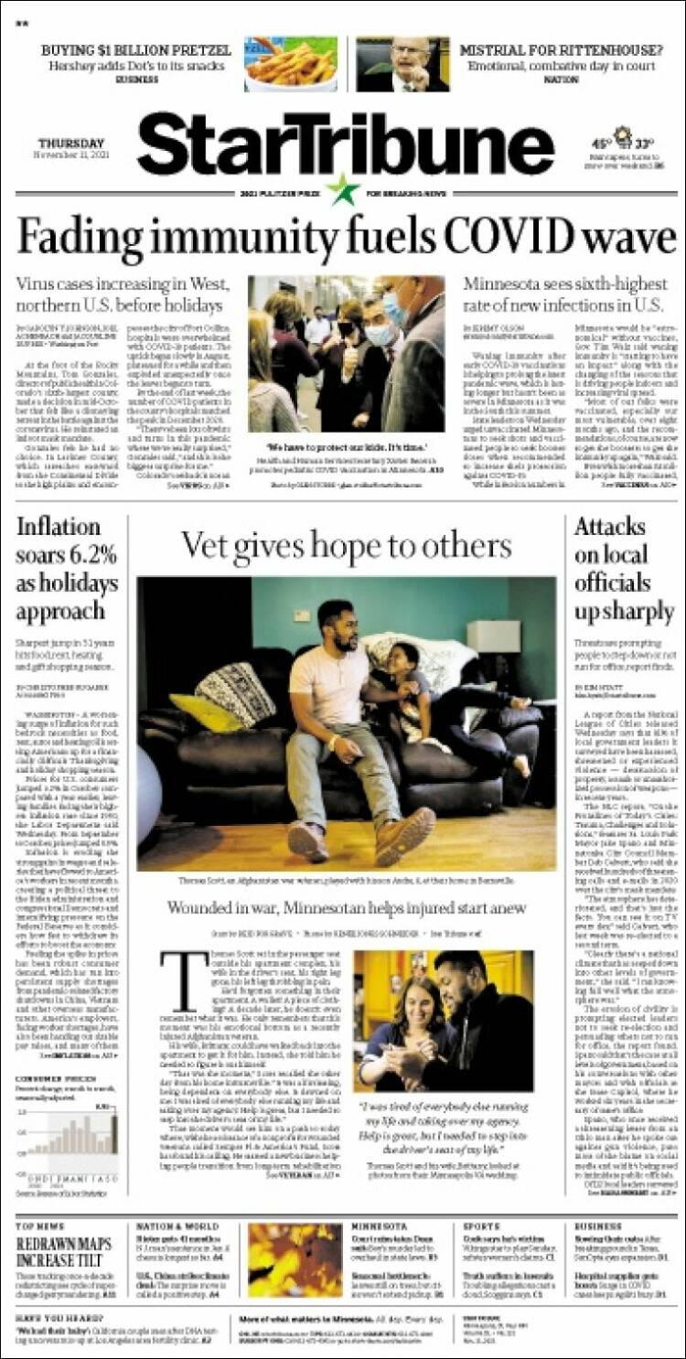 Portada de Star Tribune (USA)