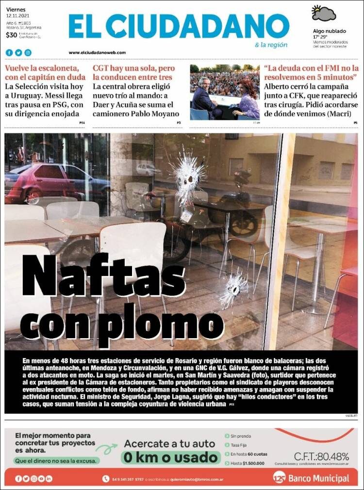 Portada de Diario El Ciudadano (Argentina)