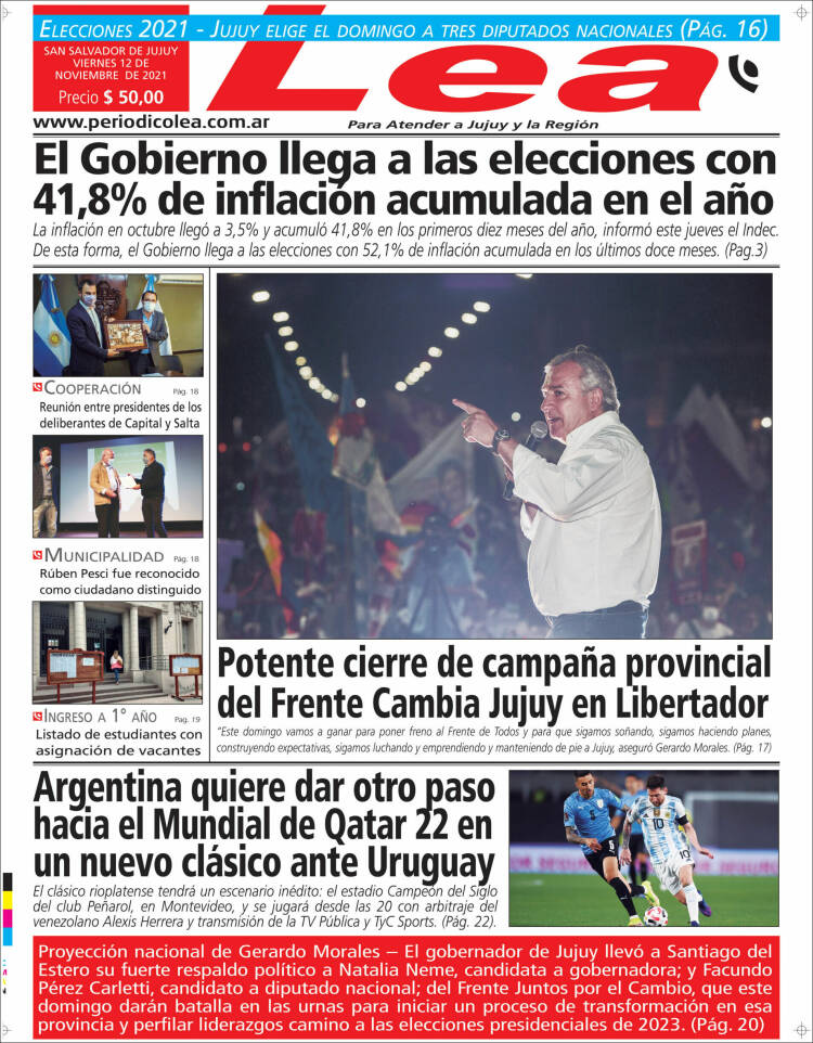 Portada de Periódico Lea (Argentina)