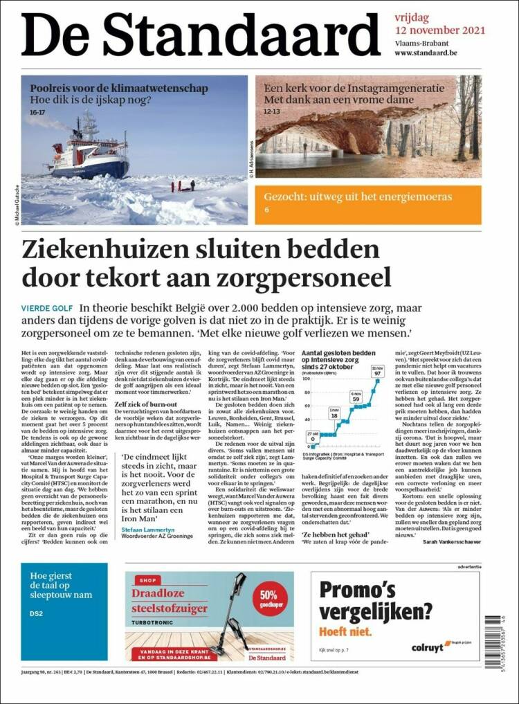Portada de De Standaard (B&eacute;lgica)
