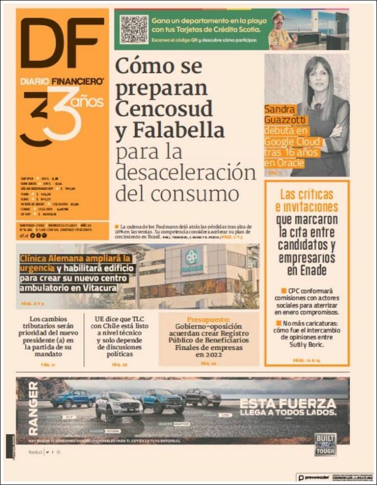 Portada de Diario Financiero (Chile)