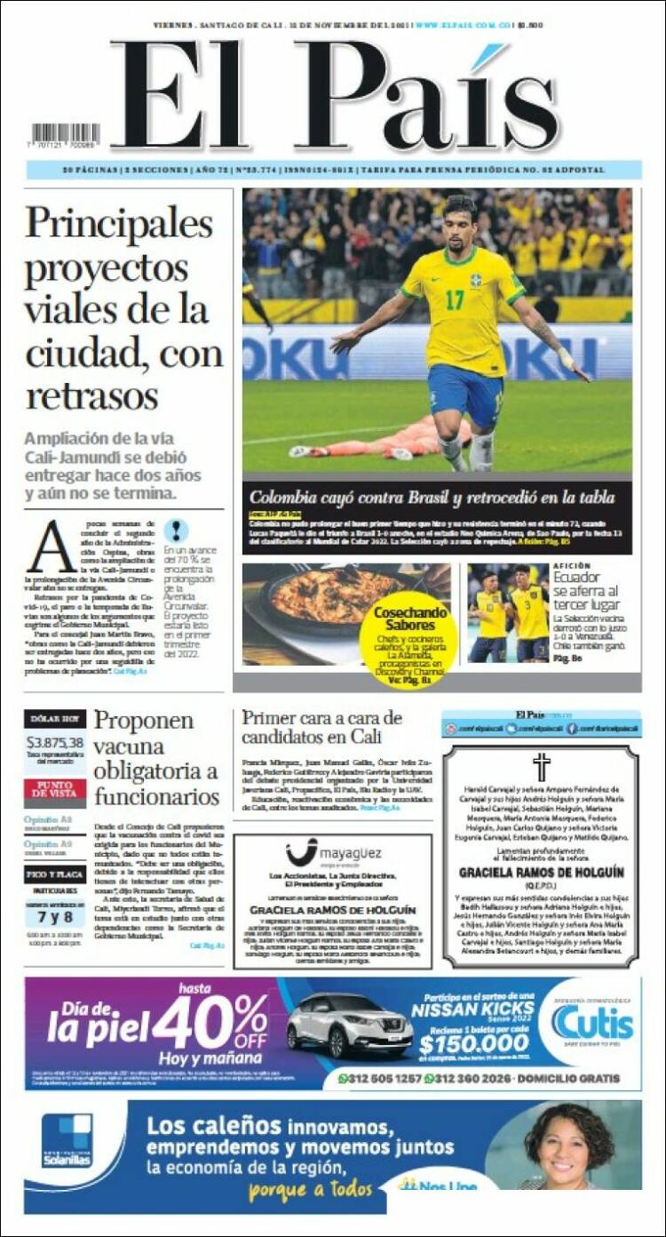 Portada de El País - Cali (Colombia)