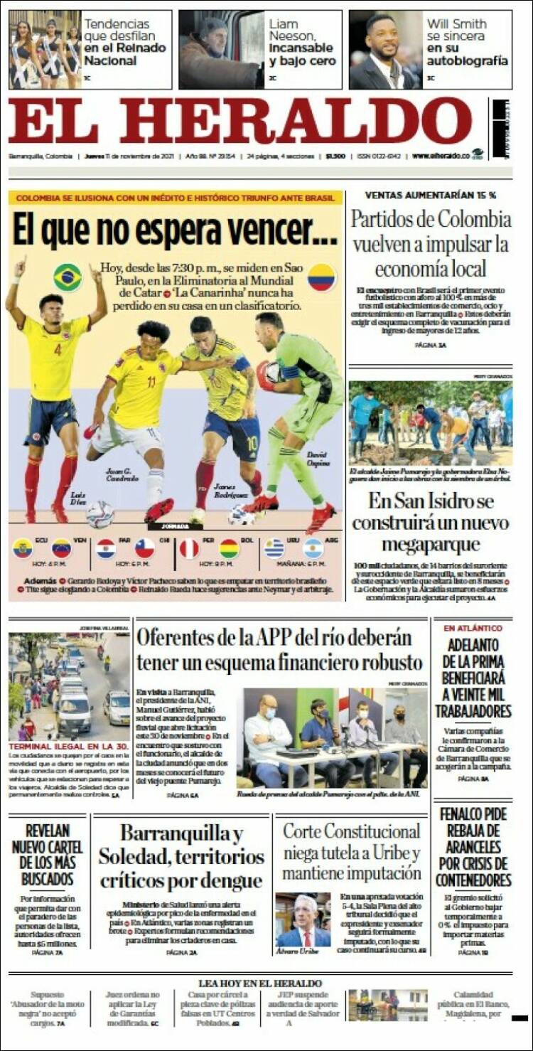 Portada de El Heraldo (Colombia)