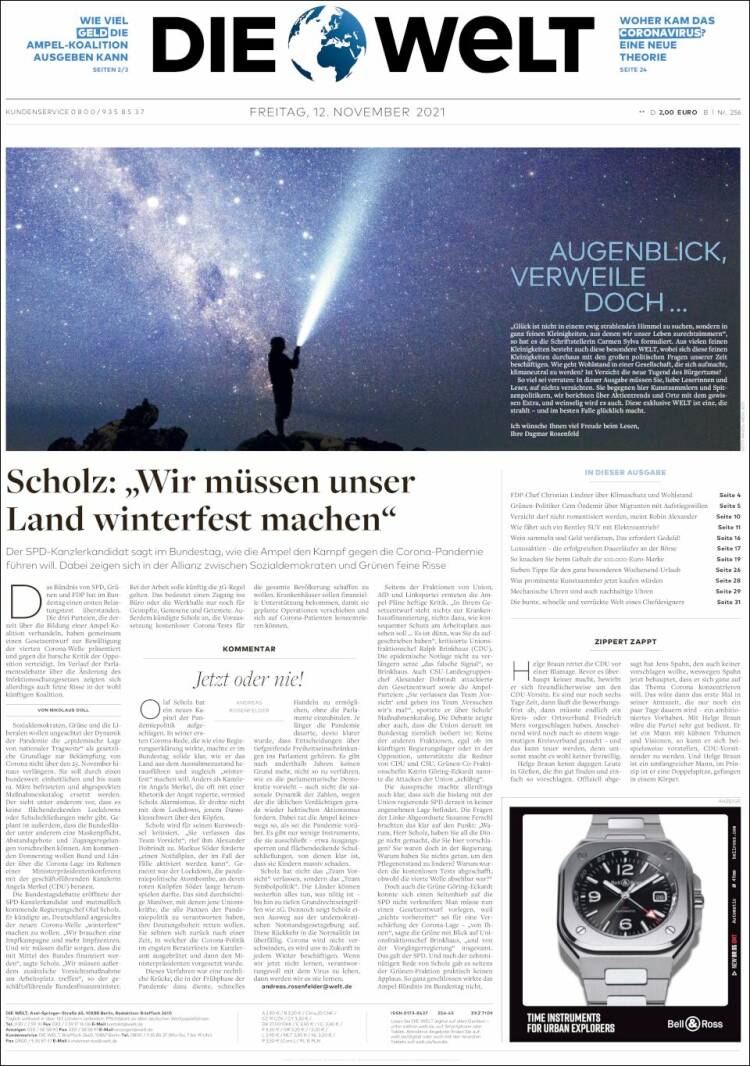 Portada de Die Welt (Alemania)