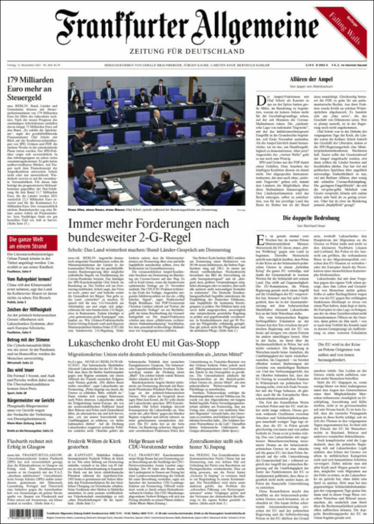 Portada de Frankfurter Allgemeine (Alemania)