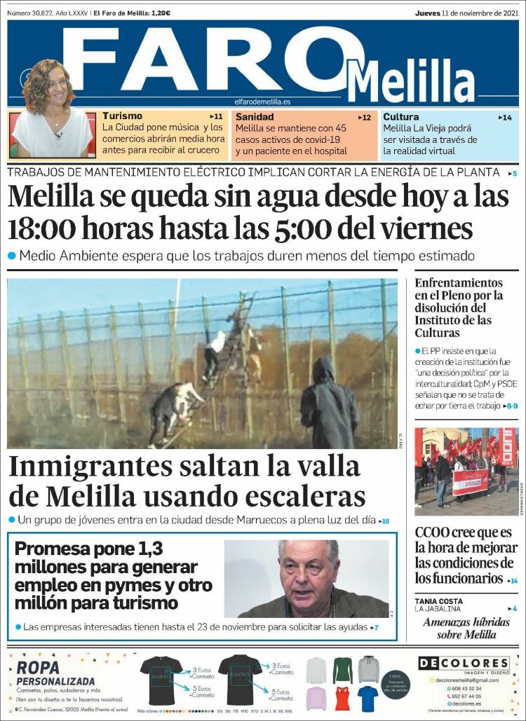 Portada de El Faro de Melilla (Espa&ntilde;a)