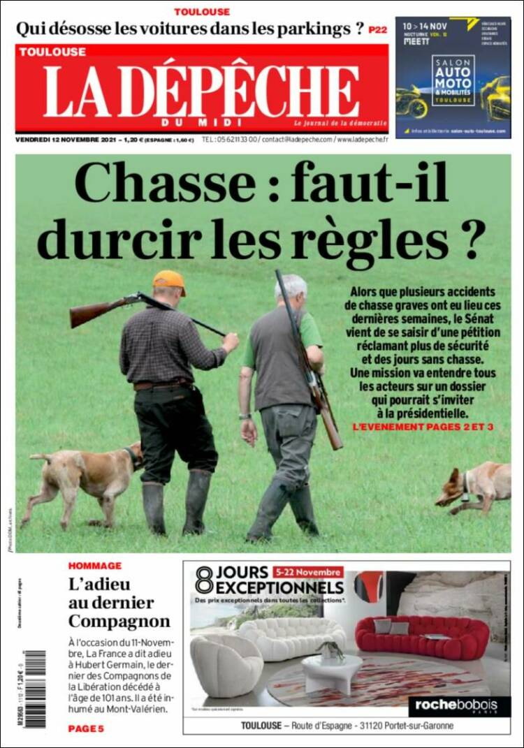 Portada de La Dépêche du Midi (Francia)