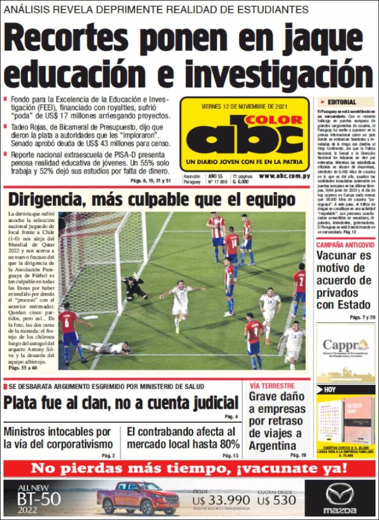 Portada de ABC Color (Paraguay)