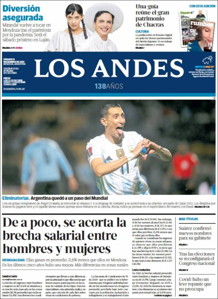 Portada de Los Andes - Mendoza (Argentina)