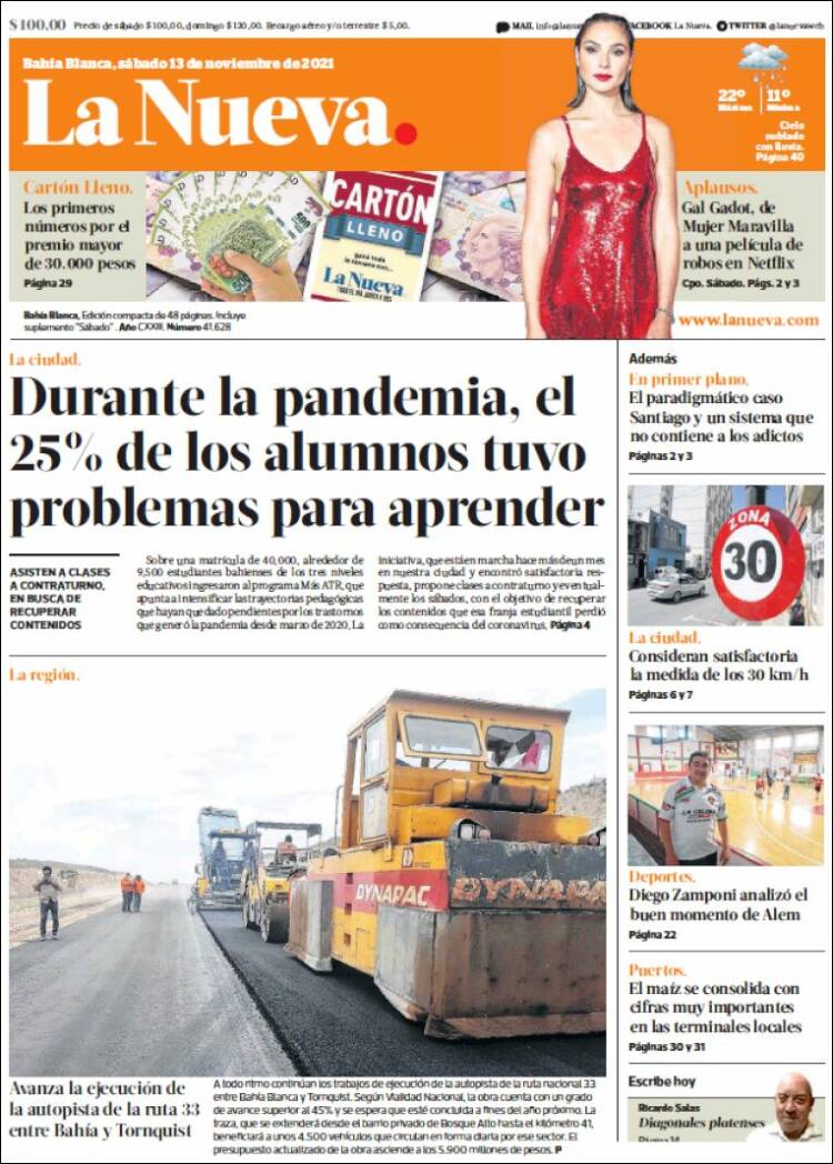 Portada de La Nueva Provincia (Argentina)