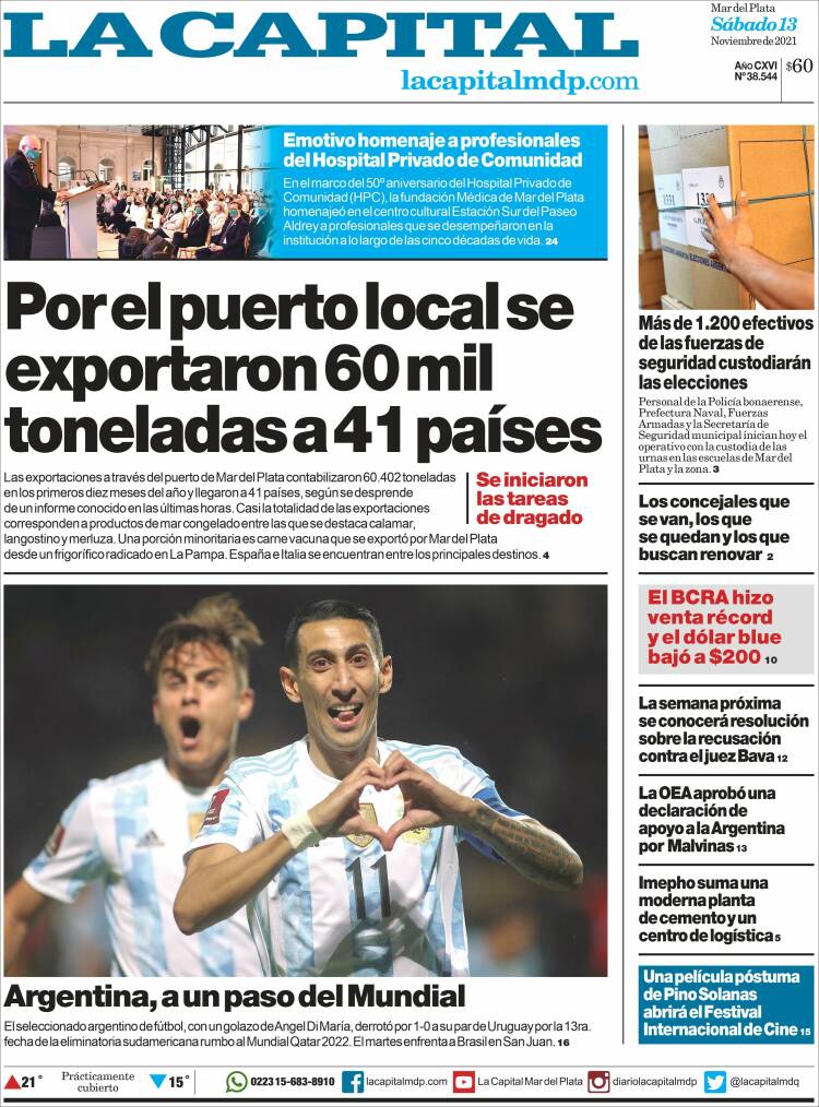 Portada de Diario La Capital - Mar del Plata (Argentina)
