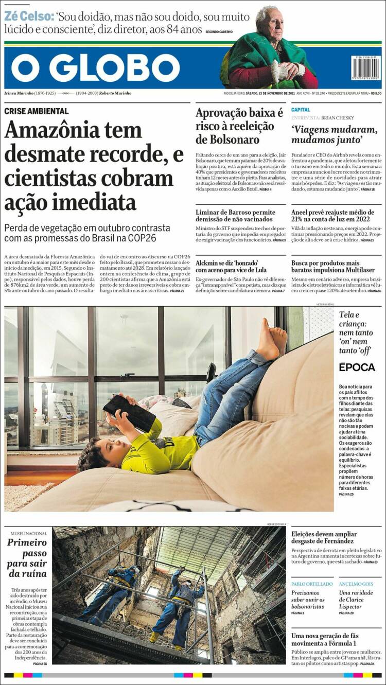 Portada de O Globo (Brasil)