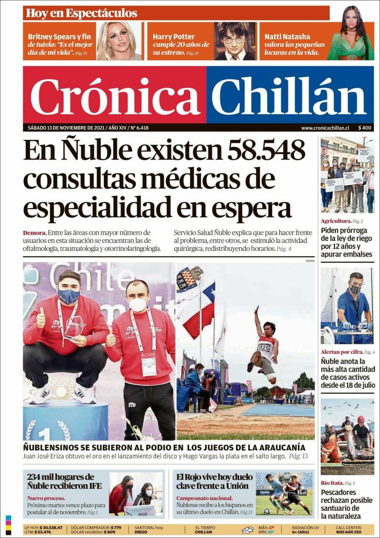 Portada de Crónica Chillán (Chile)