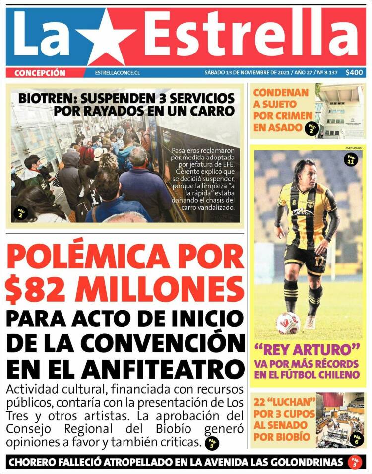 Portada de La Estrella de Concepción (Chile)
