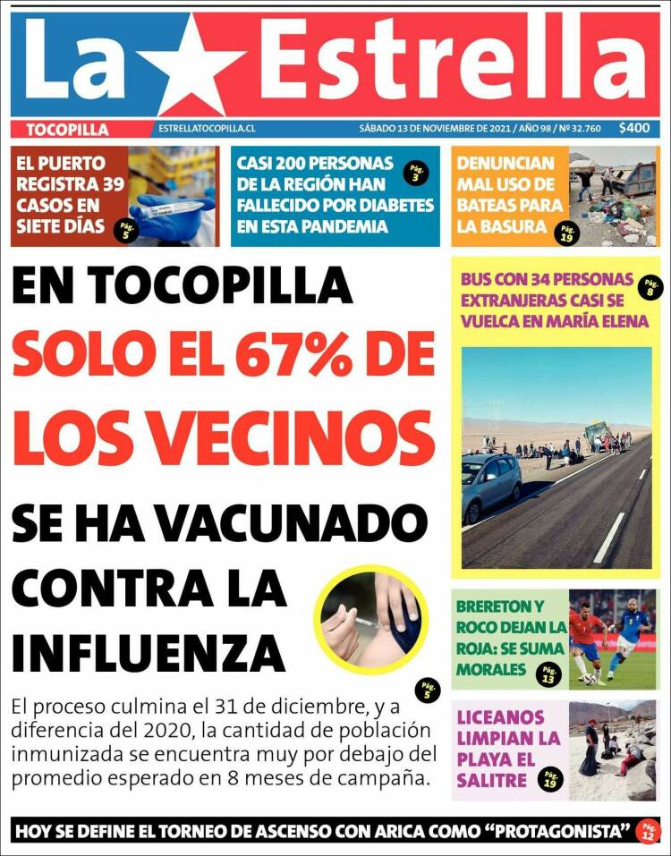 Portada de La Estrella de Tocopilla (Chile)