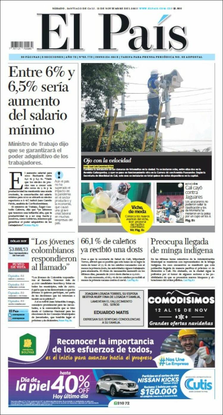 Portada de El País - Cali (Colombia)