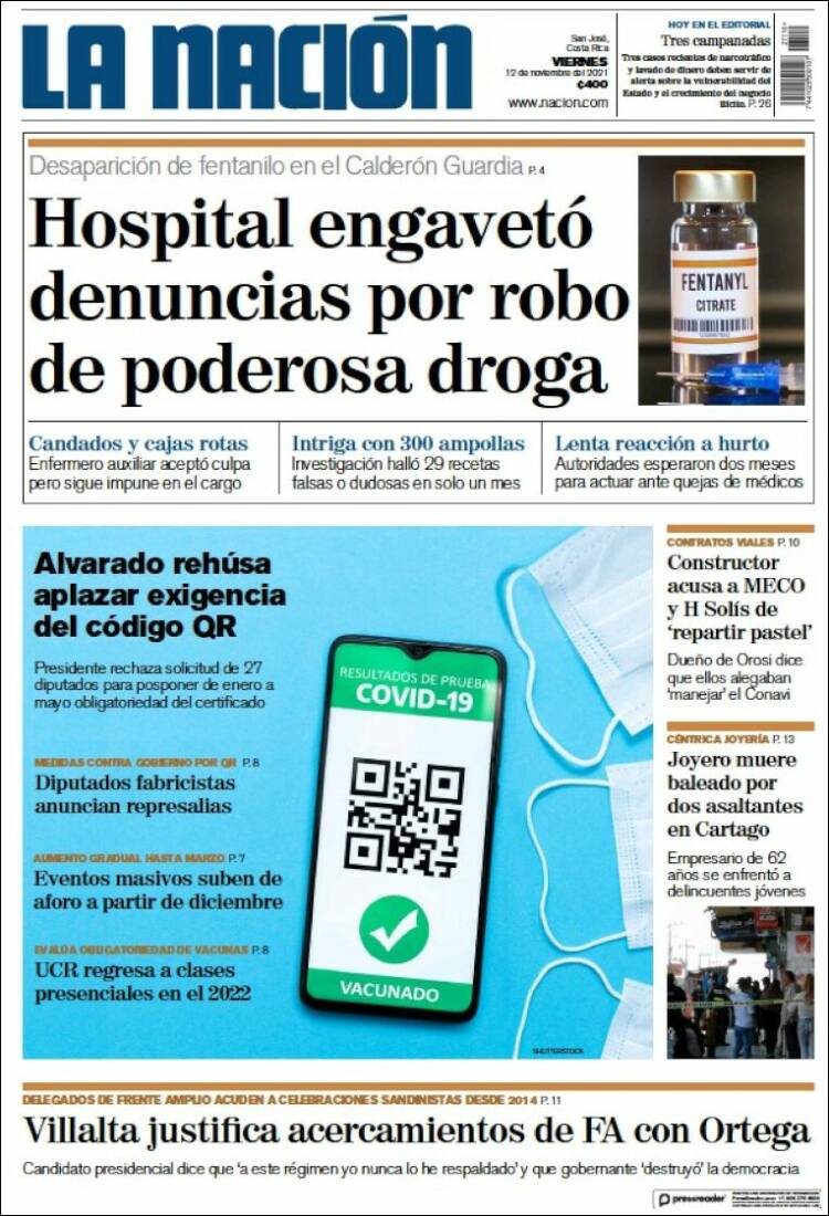 Portada de La Nación - Costa Rica (Costa Rica)