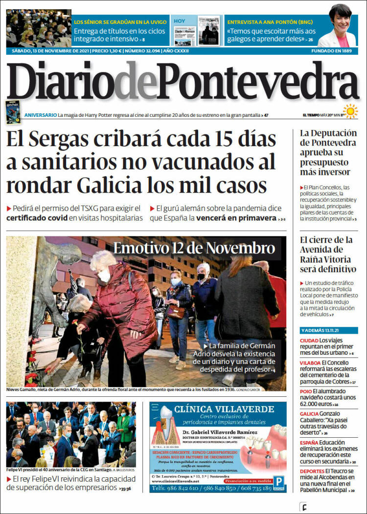Portada de Diario de Pontevedra (Espa&ntilde;a)