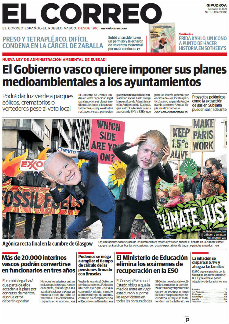 Portada de El Correo - Guipuzcoa (Espa&ntilde;a)