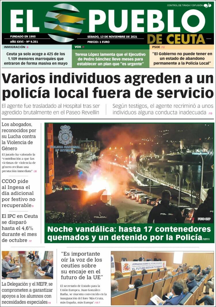 Portada de El Pueblo de Ceuta (Espa&ntilde;a)