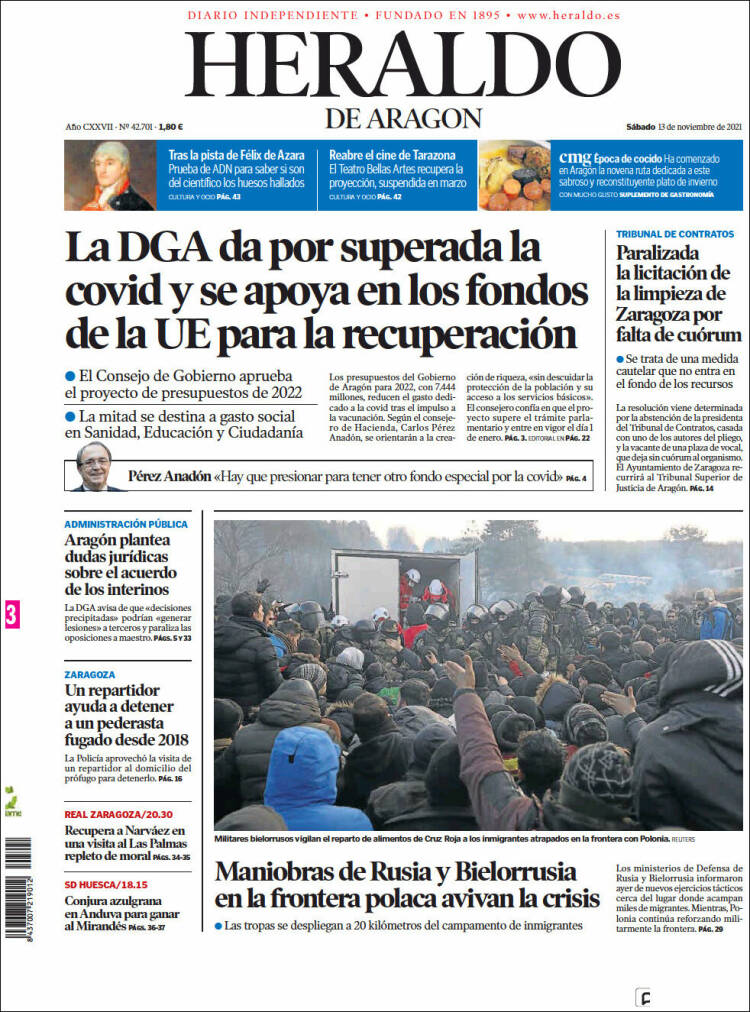 Portada de Heraldo de Aragón (Espa&ntilde;a)