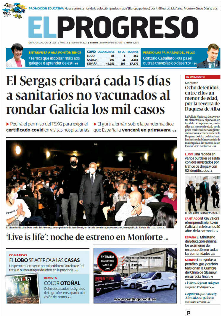 Portada de El Progreso (Espa&ntilde;a)