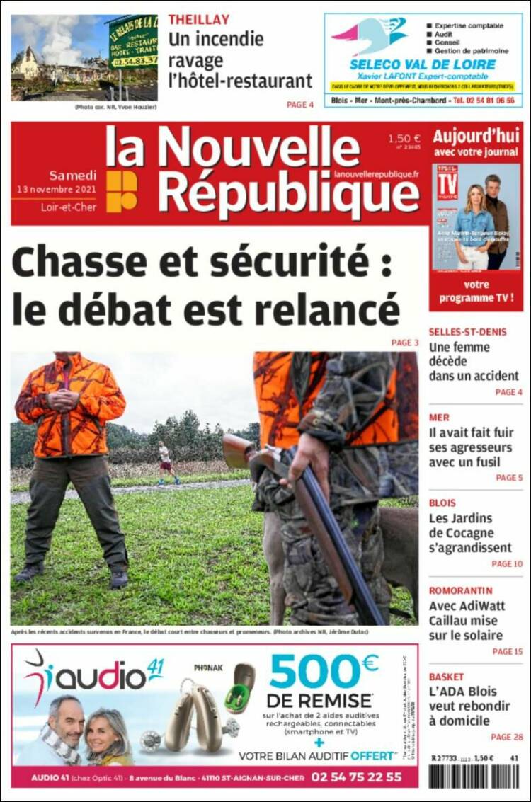 Portada de La Nouvelle Republique (Francia)