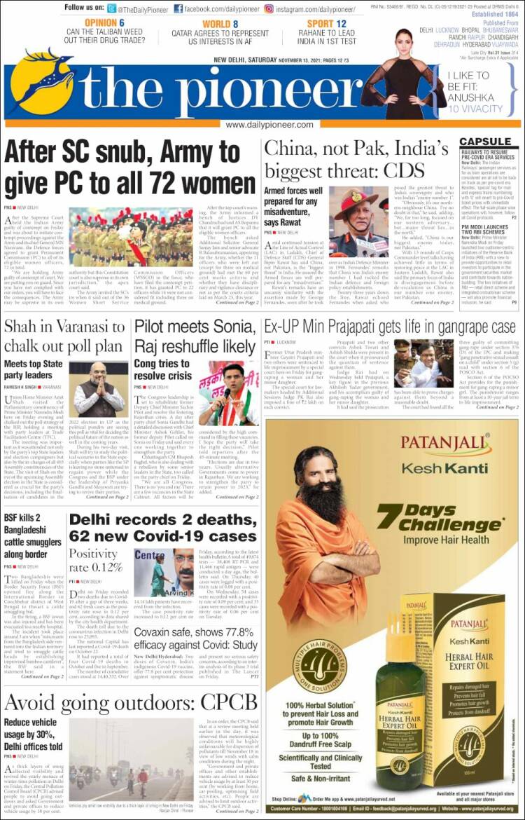 Portada de The Pioneer (India)