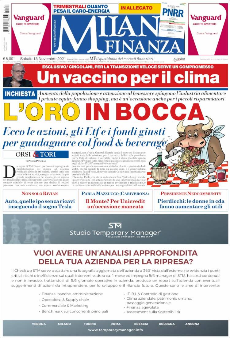 Portada de Milano Finanza (Italia)