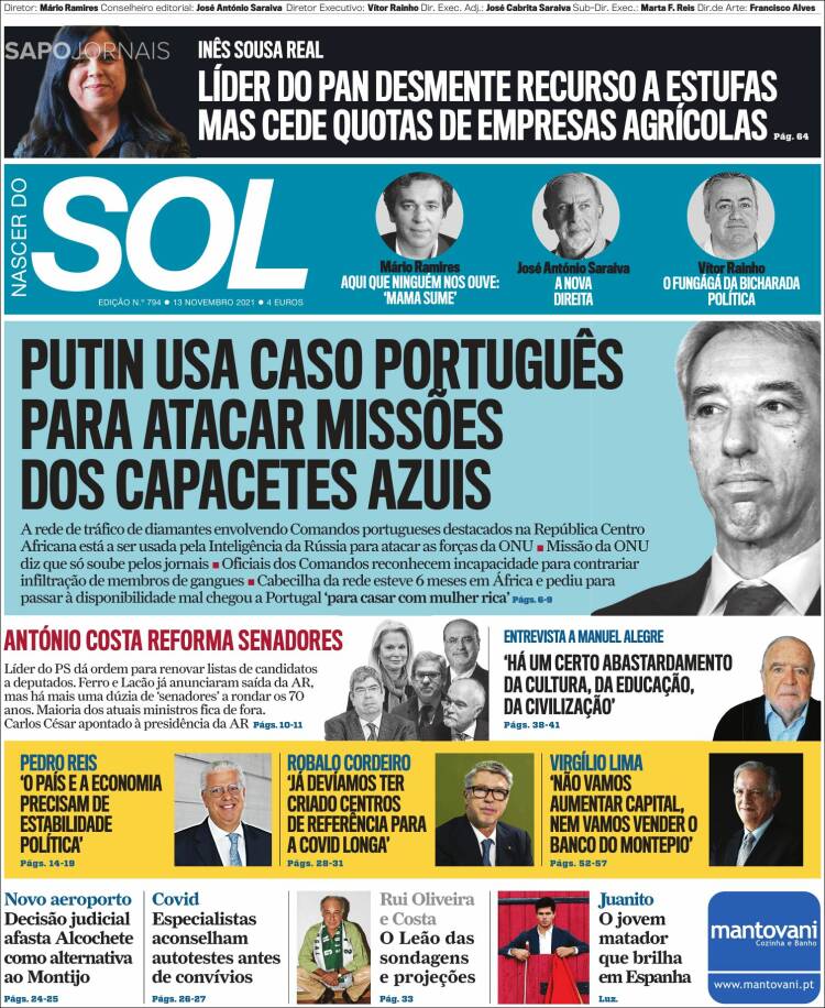 Portada de Jornal Sol (Portugal)