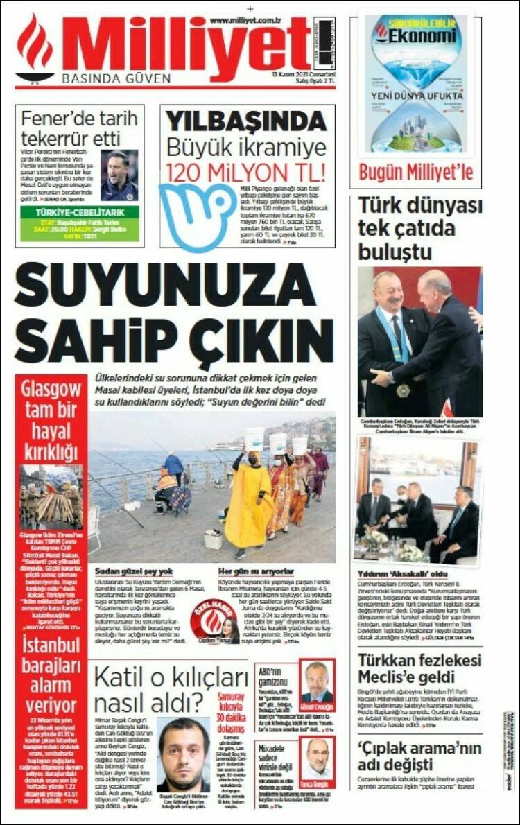 Portada de Milliyet (Turqu&iacute;a)