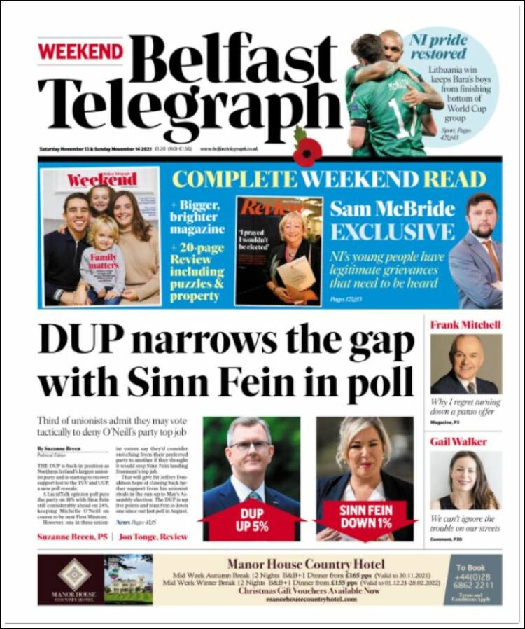 Portada de Belfast Telegraph (Reino Unido)