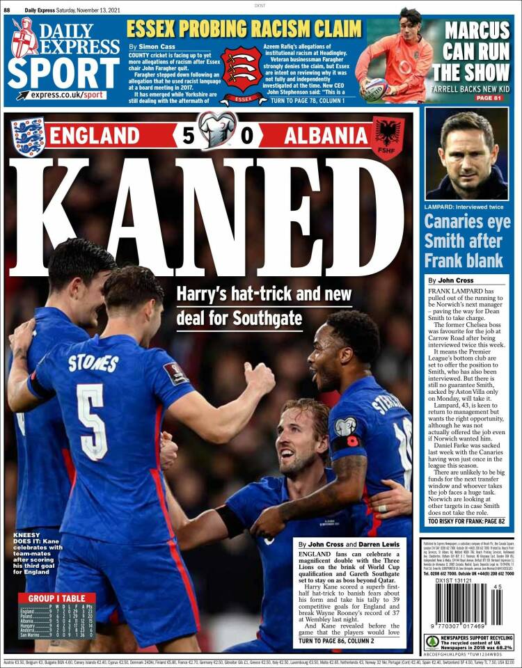 Portada de Express Sport (Reino Unido)