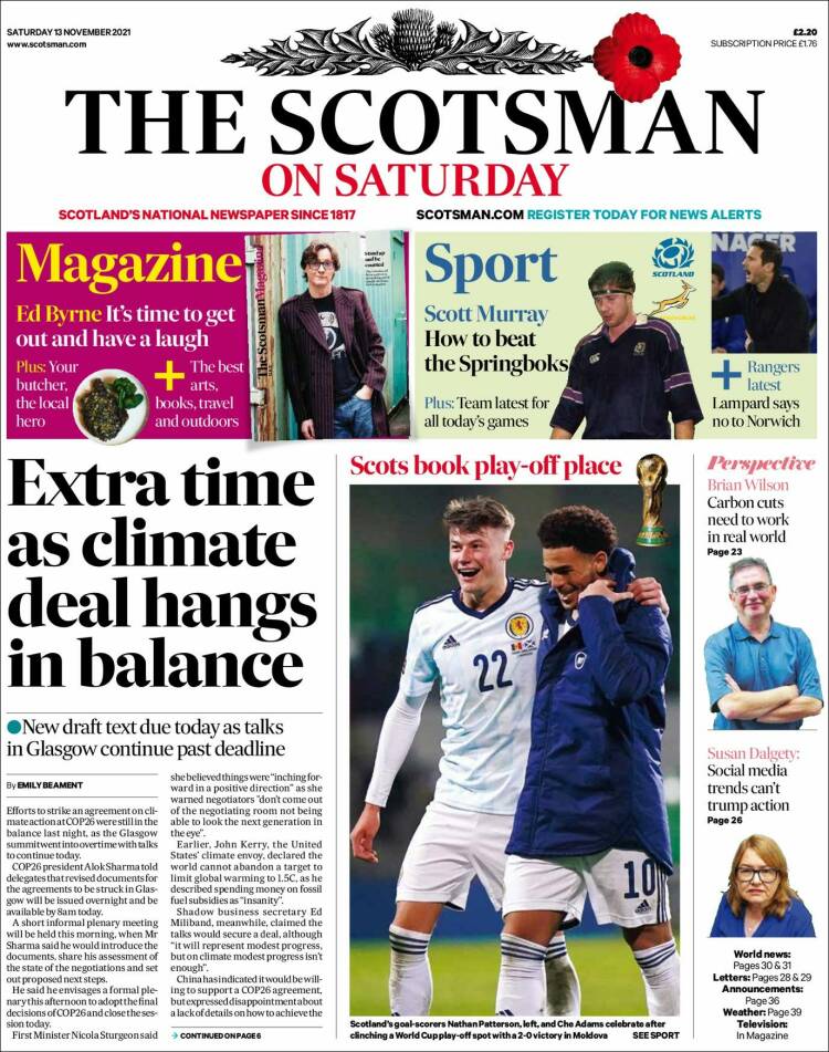 Portada de The Scotsman (Reino Unido)