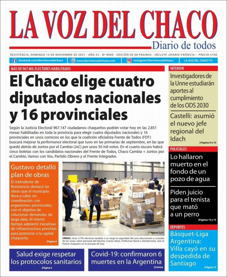 Portada de La Voz del Chaco (Argentina)