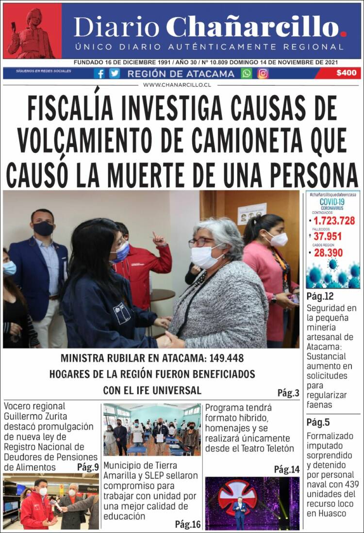 Portada de Diario Chañarcillo (Chile)