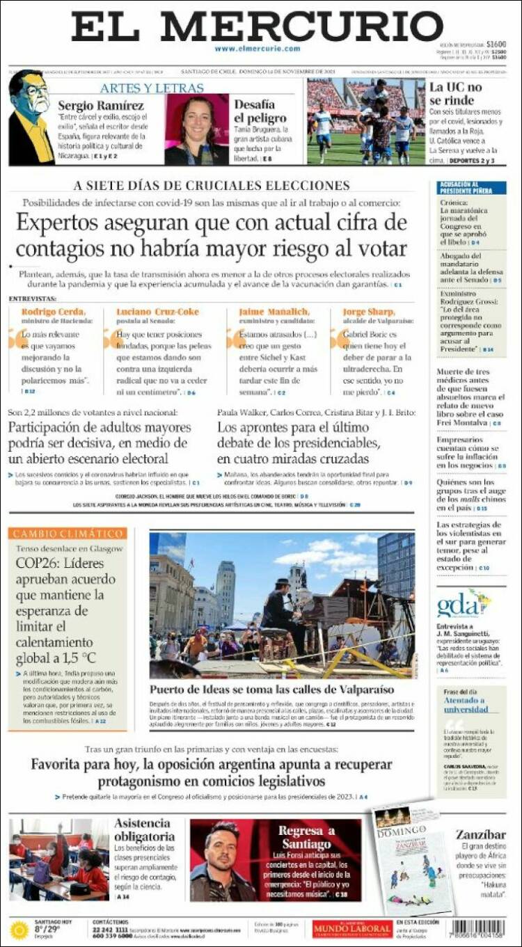 Portada de El Mercurio (Chile)