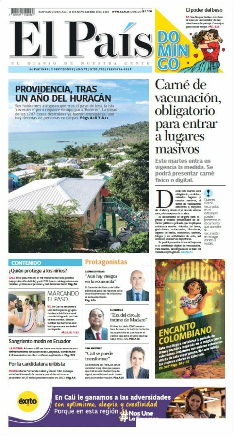 Portada de El País - Cali (Colombia)