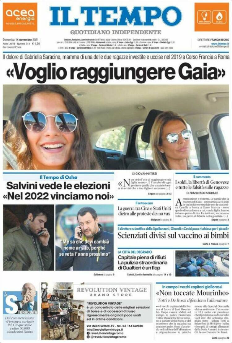 Portada de Il Tempo (Italia)