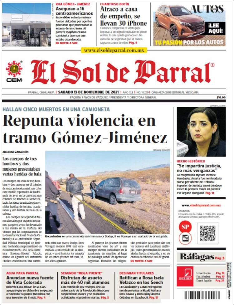 Portada de El Sol de Parral (M&eacute;xico)